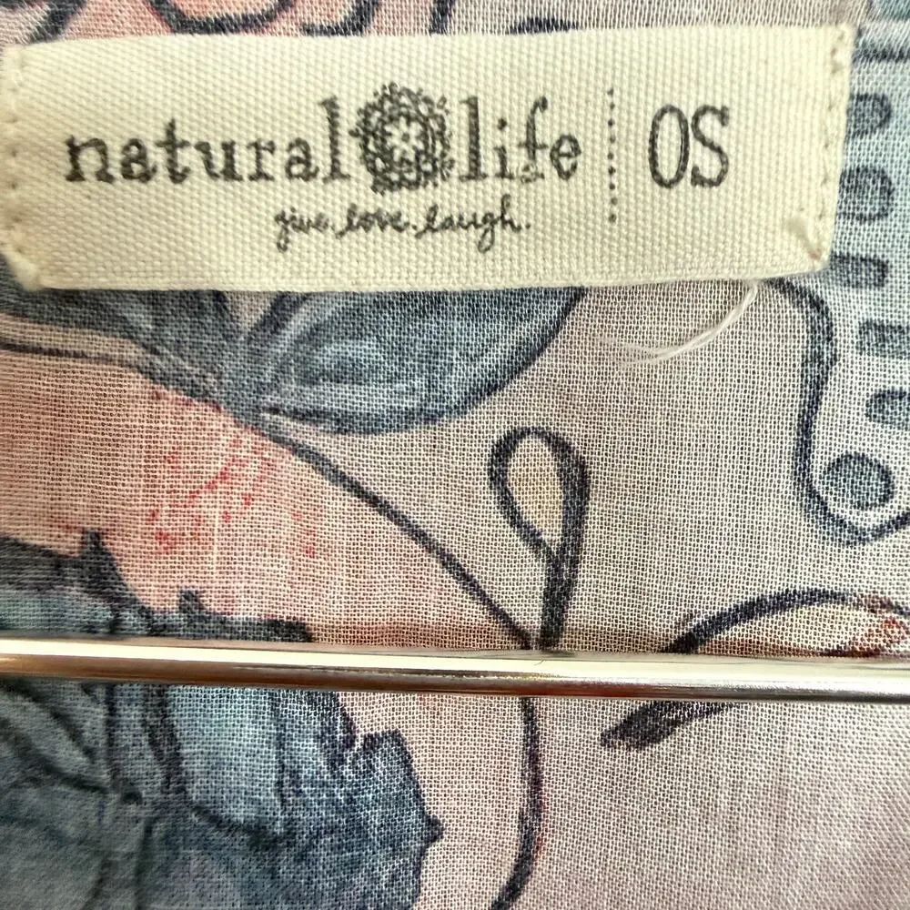 Natural Life OS Floral Mushroom Button Down Shirt 100% Cotton Boho Oversized Top - Picture 3 of 7